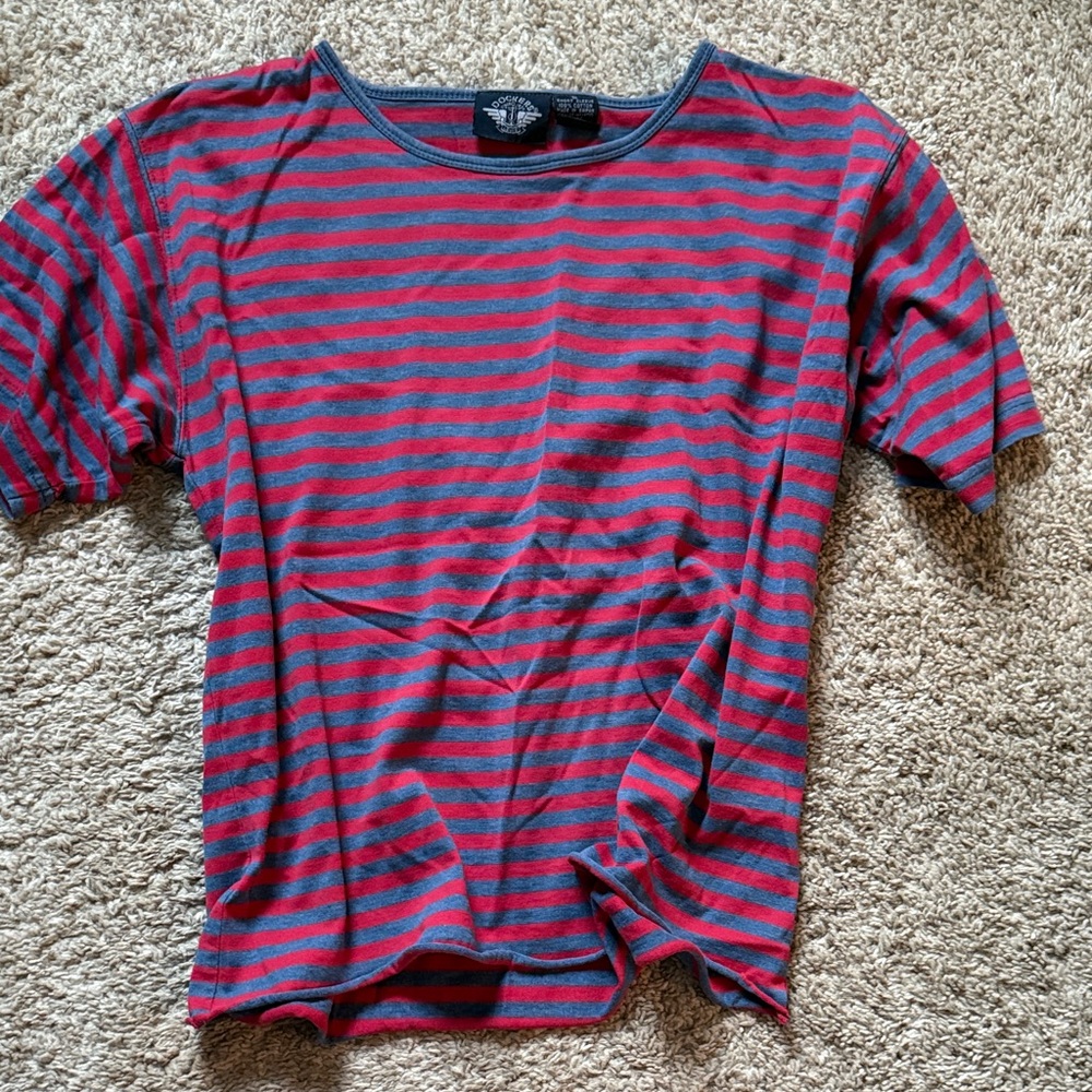 Dockers Red and Gray Striped Tee
